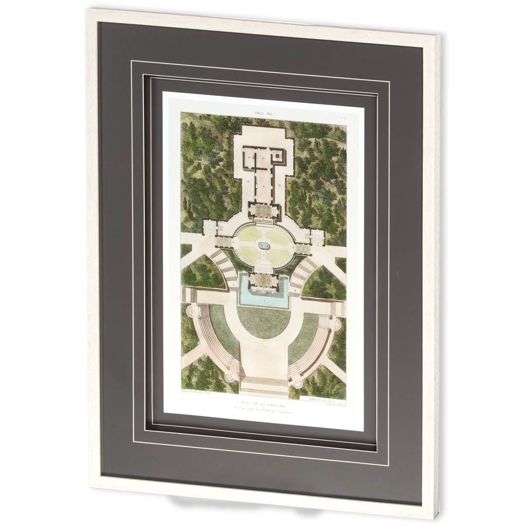 Plan De La Villa Pia by Mercana Studio a Framed Art Print Matted under Glass from Mercana - Luna Furniture