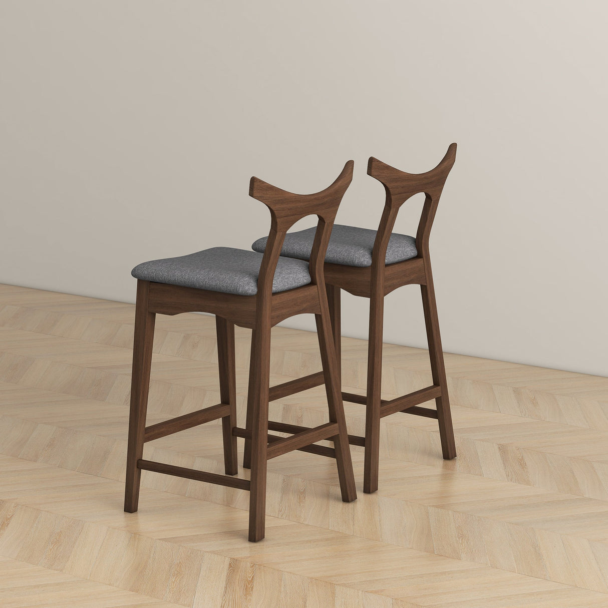 Dorane Solid Wood Frame Gray Fabric Upholstered Bar Stool, Set of 2 from Ashcroft Furniture - Luna Furniture