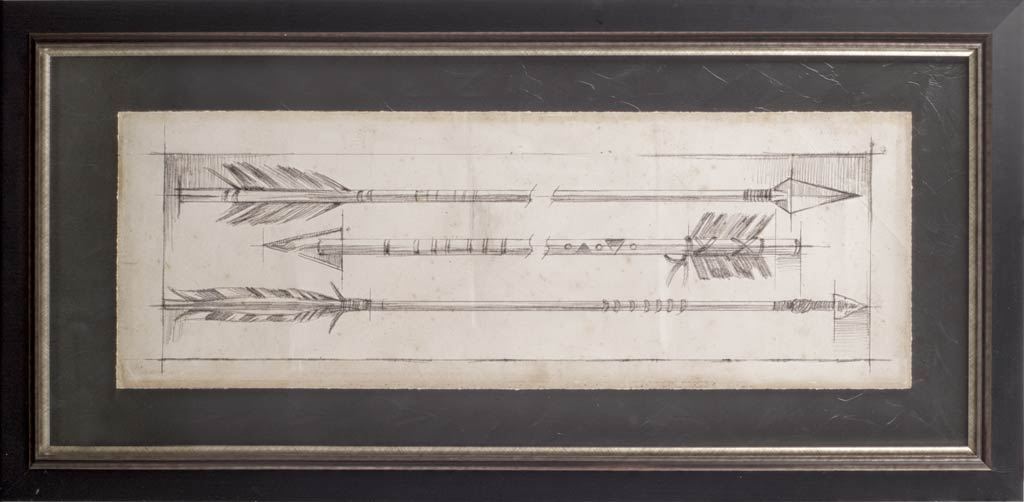 Custom Arrow Schematic I (MC) by Ethan Harper Hand Embellished Framed Art Print Matted under Glass from Mercana - Luna Furniture