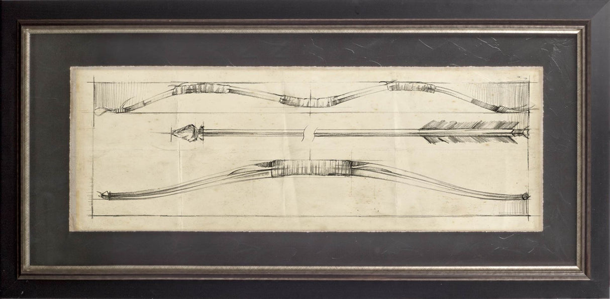 Custom Arrow Schematic II (MC) by Ethan Harper Hand Embellished Framed Art Print Matted under Glass from Mercana - Luna Furniture