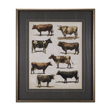 Antique Cow Chart by Mercana Studio a Framed Art Print Matted under Glass from Mercana - Luna Furniture