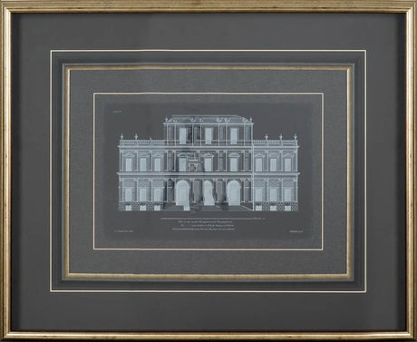 Vintage Facade Blueprint I by H. Hulsburgh a Framed Art Print Matted under Glass from Mercana - Luna Furniture