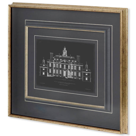 Vintage Facade Blueprint III by H. Hulsburgh a Framed Art Print Matted under Glass from Mercana - Luna Furniture