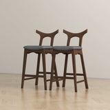 Dorane Solid Wood Frame Gray Fabric Upholstered Bar Stool, Set of 2 from Ashcroft Furniture - Luna Furniture