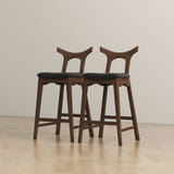 Dorane Solid Wood Frame Black PU Leather Upholstered Bar Stool, Set of 2 from Ashcroft Furniture - Luna Furniture