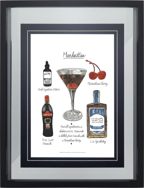 Classic Cocktail - Manhattan by Mercana Studio a Framed Art Print Matted under Glass from Mercana - Luna Furniture