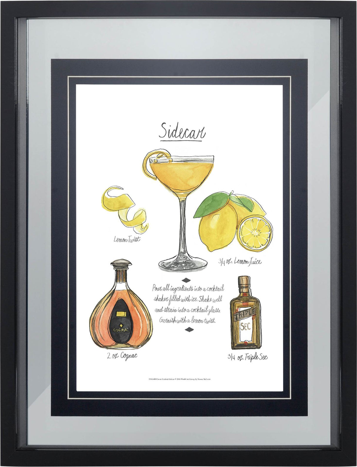 Classic Cocktail - Sidecar by Naomi McCavitt a Framed Art Print Matted under Glass from Mercana - Luna Furniture