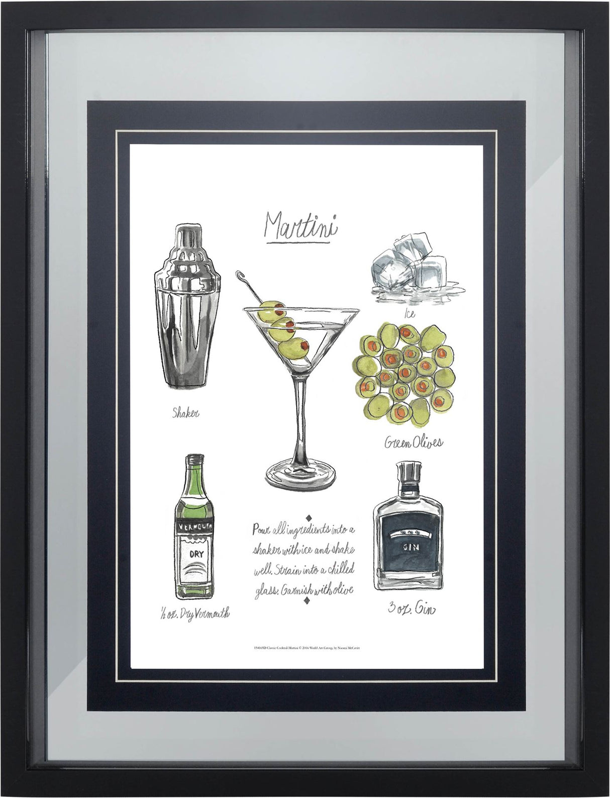 Classic Cocktail - Martini by Naomi McCavitt a Framed Art Print Matted under Glass from Mercana - Luna Furniture