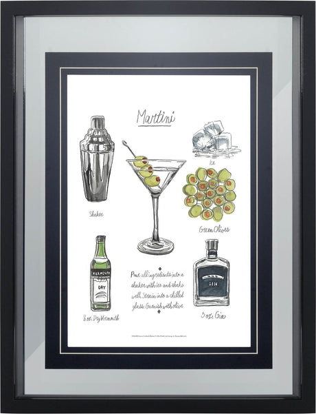 Classic Cocktail - Martini by Naomi McCavitt a Framed Art Print Matted under Glass from Mercana - Luna Furniture