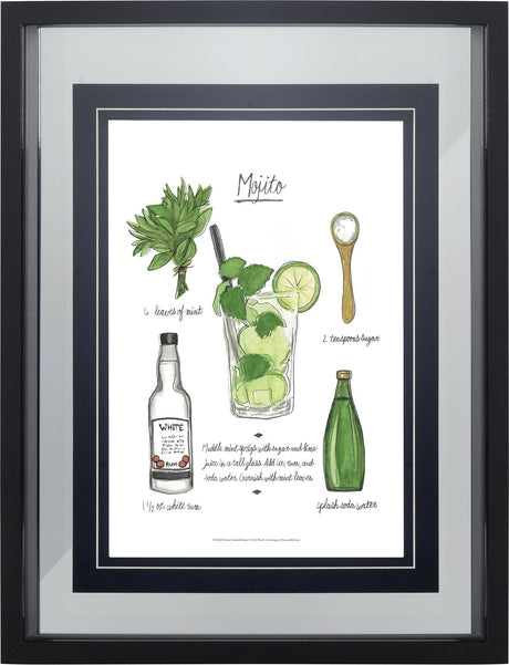 Classic Cocktail - Mojito by Naomi McCavitt a Framed Art Print Matted under Glass from Mercana - Luna Furniture
