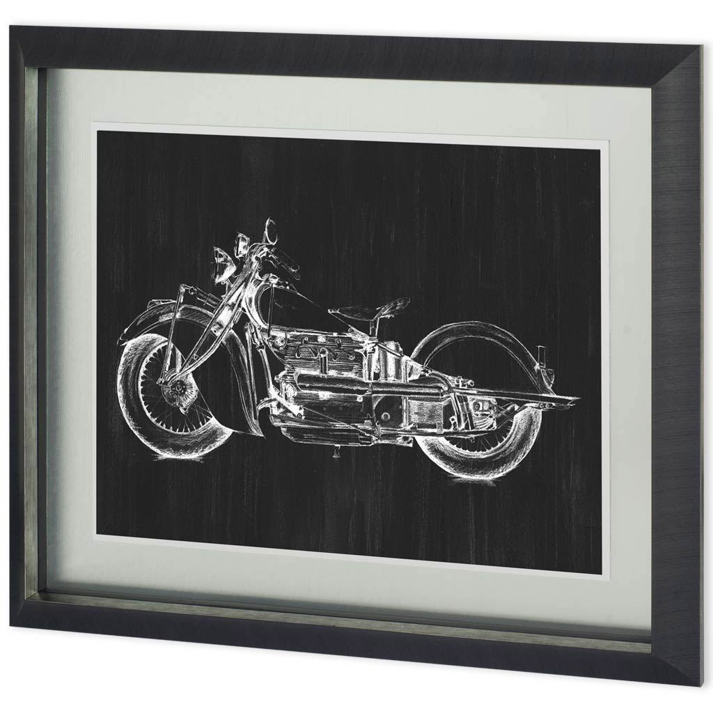 UA CH Motorcycle Graphic I by Megan Meagher Hand Embellished Framed Art Print Matted under Glass from Mercana - Luna Furniture