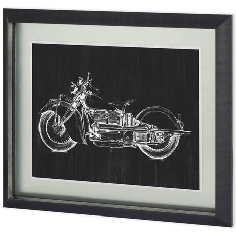 UA CH Motorcycle Graphic I by Megan Meagher Hand Embellished Framed Art Print Matted under Glass from Mercana - Luna Furniture