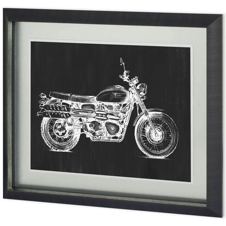 UA CH Motorcycle Graphic II by Megan Meagher Hand Embellished Framed Art Print Matted under Glass from Mercana - Luna Furniture