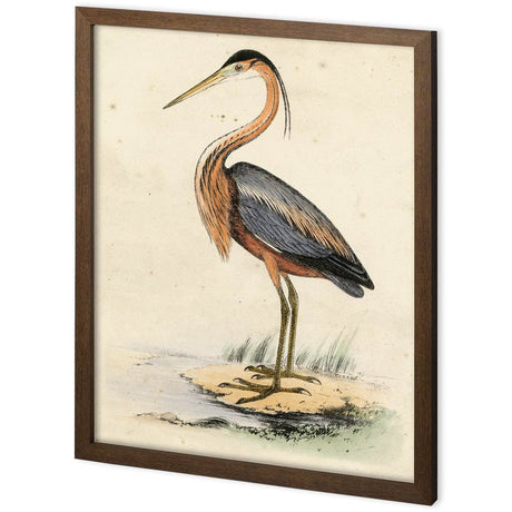 Custom Antique Heron II by Ferdos Maleki a Hand Embellished Textured Framed Decograph Art Print from Mercana - Luna Furniture