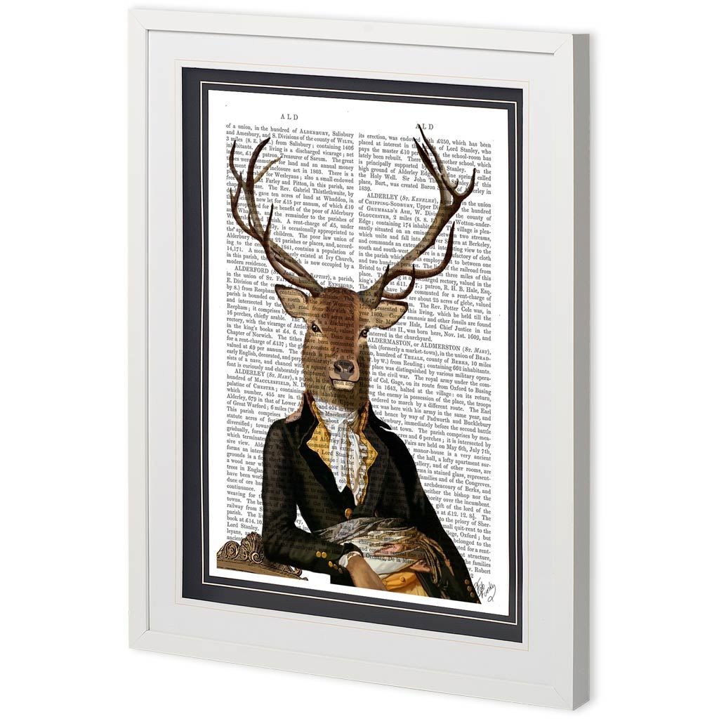 Custom Deer in Chair by Fab Funky a Framed Art Print Matted under Glass from Mercana - Luna Furniture