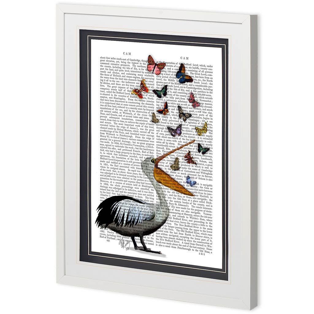 Custom Pelican & Butterflies by Fab Funky a Framed Art Print Matted under Glass from Mercana - Luna Furniture