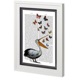 Custom Pelican & Butterflies by Fab Funky a Framed Art Print Matted under Glass from Mercana - Luna Furniture