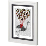 Custom Ostrich Flying with Butterflies by Fab Funky a Framed Art Print Matted under Glass from Mercana - Luna Furniture