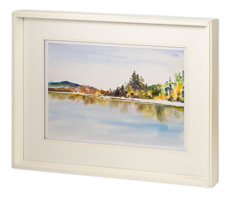 Lakeside Reflections by Lora Gold a Hand Embellished Textured Framed Art Print Matted under Glass from Mercana - Luna Furniture