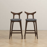 Dorane Solid Wood Frame Gray Fabric Upholstered Bar Stool, Set of 2 from Ashcroft Furniture - Luna Furniture