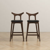 Dorane Solid Wood Frame Black PU Leather Upholstered Bar Stool, Set of 2 from Ashcroft Furniture - Luna Furniture