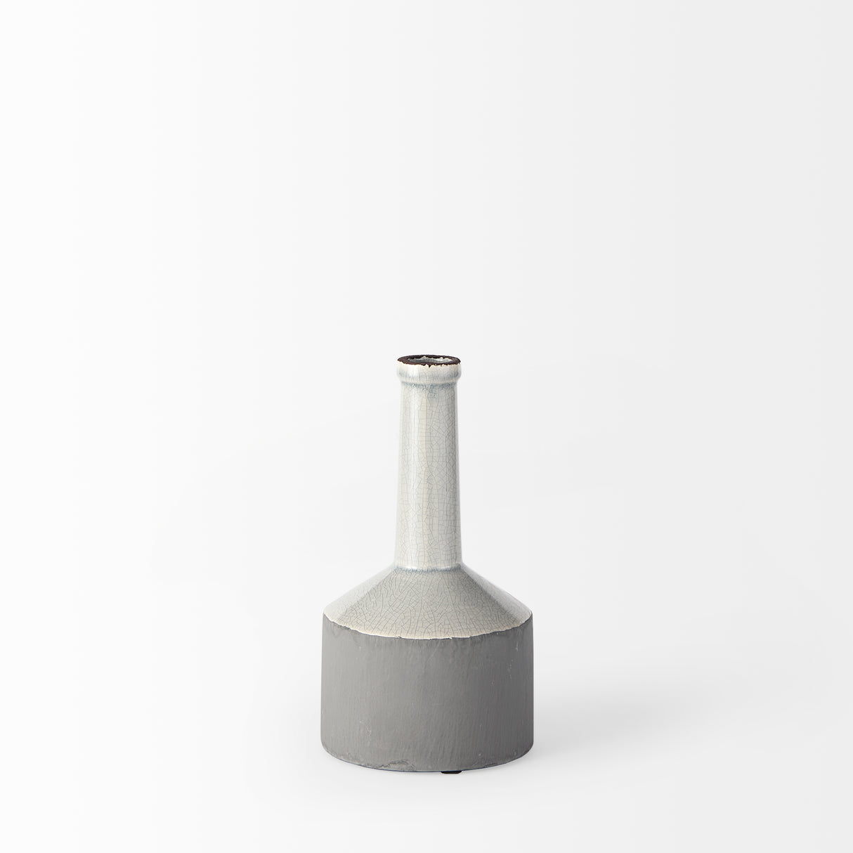 Burton 10.2H Small Two Tone Gray Ceramic Jug Vase from Mercana - Luna Furniture