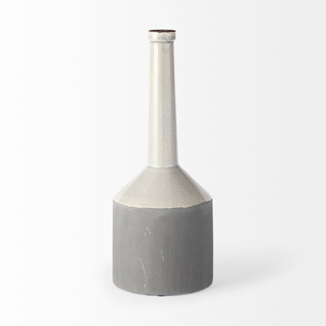 Burton 16.7H Large Two Tone Gray Ceramic Jug Vase from Mercana - Luna Furniture