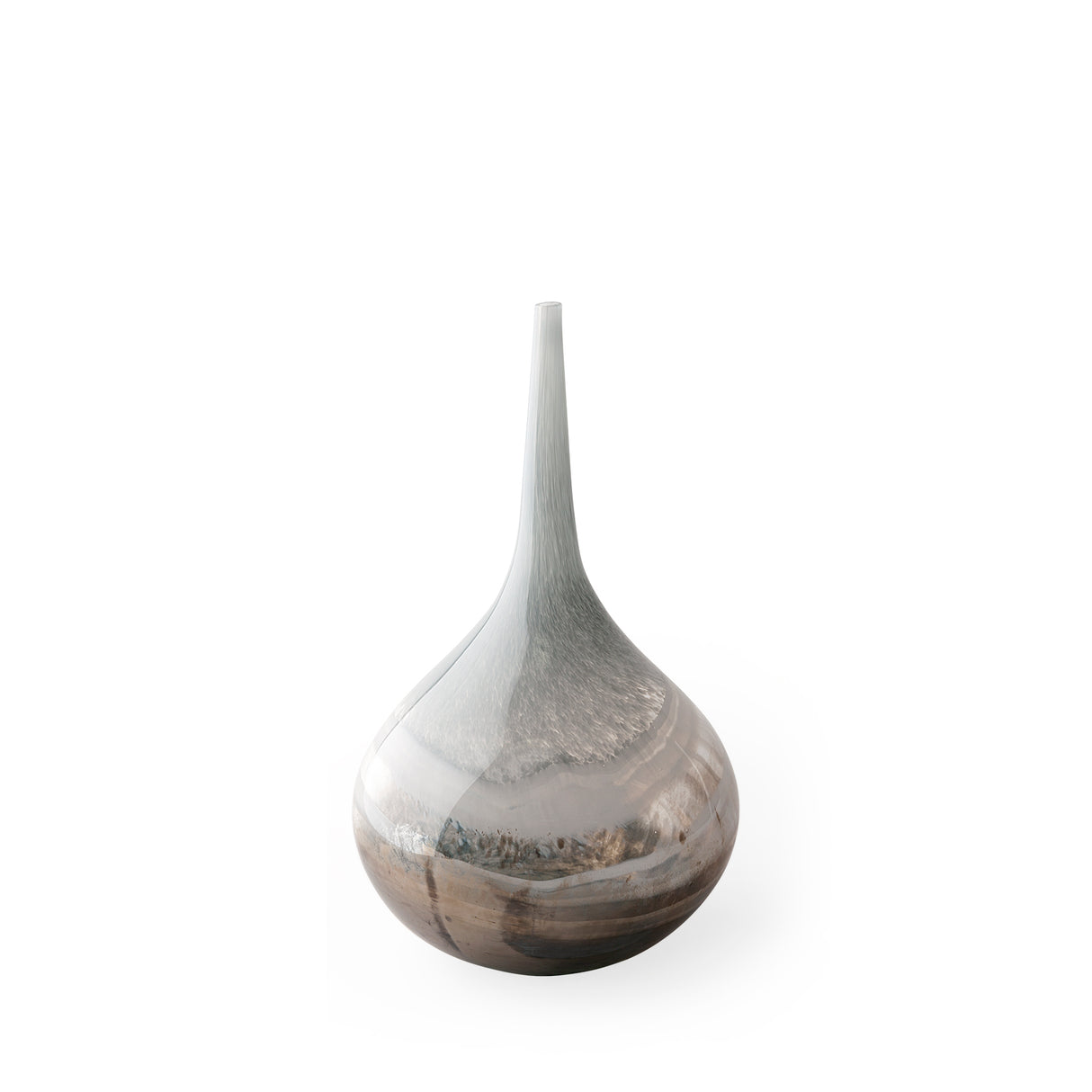 Erie I Short Two Toned Sky Blue Dark Brown Blown Glass Vase from Mercana - Luna Furniture