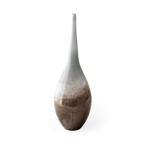 Erie II Tall Two Toned Sky Blue Dark Brown Blown Glass Vase from Mercana - Luna Furniture