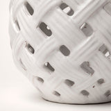 Forillon I Short White Glazed Lattice Pattern Vase from Mercana - Luna Furniture
