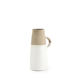 Garand Small 13H Two-Toned White Natural Ceramic Jug from Mercana - Luna Furniture