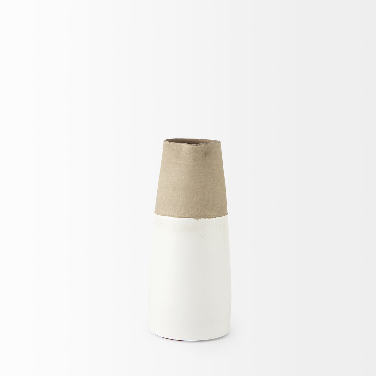 Garand Small 13H Two-Toned White Natural Ceramic Jug from Mercana - Luna Furniture