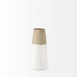 Garand Small 13H Two-Toned White Natural Ceramic Jug from Mercana - Luna Furniture