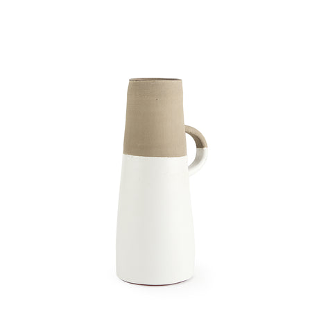 Garand Medium 15H Two-Toned White Natural Ceramic Jug from Mercana - Luna Furniture