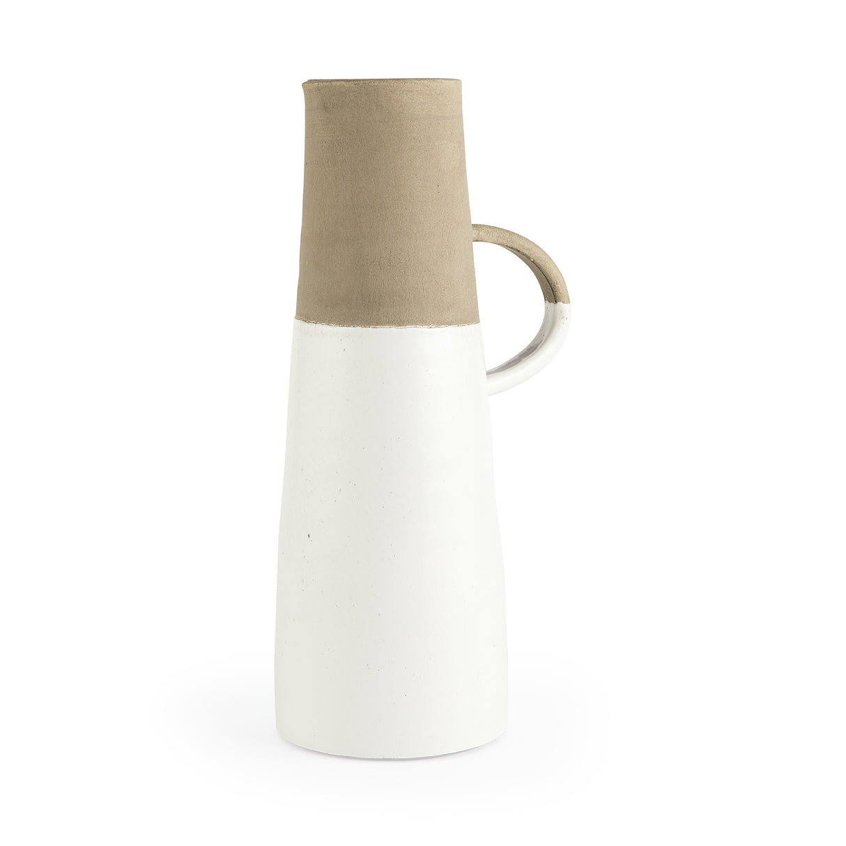 Garand Large 18.8H Two-Toned White Natural Ceramic Jug from Mercana - Luna Furniture