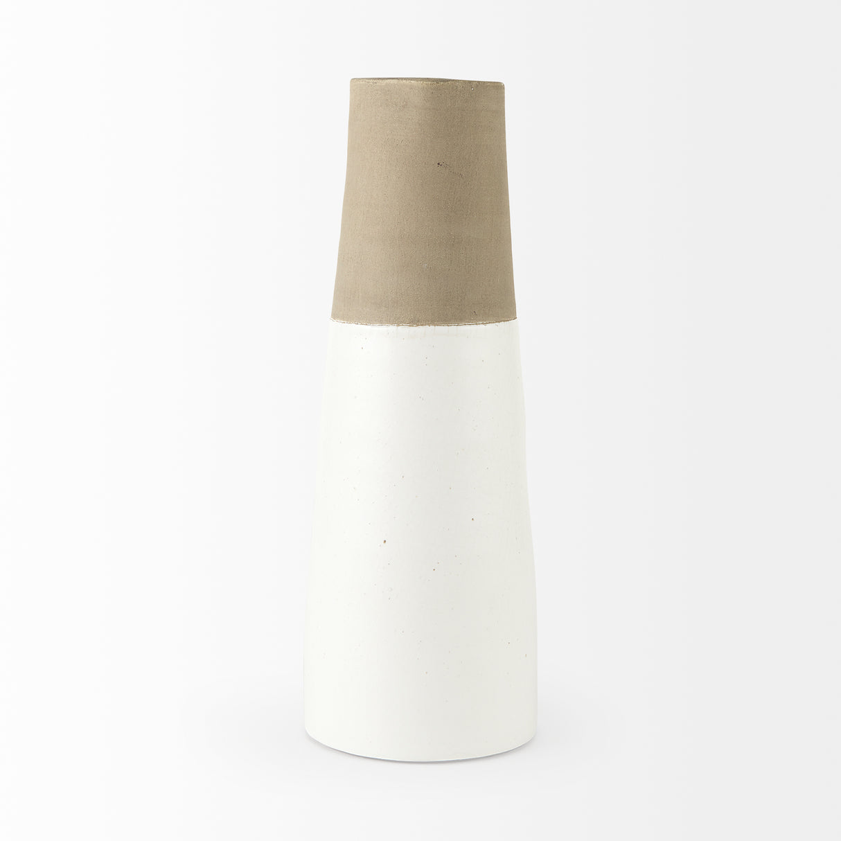Garand Large 18.8H Two-Toned White Natural Ceramic Jug from Mercana - Luna Furniture