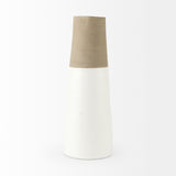 Garand Large 18.8H Two-Toned White Natural Ceramic Jug from Mercana - Luna Furniture