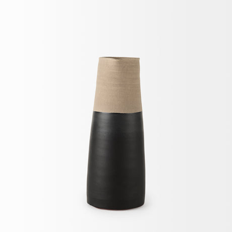Garand Medium 15H Two-Toned Black/Natural Ceramic Jug from Mercana - Luna Furniture