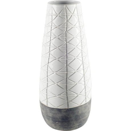 Harrier II Large Gray Ceramic Dark Base White Vase from Mercana - Luna Furniture