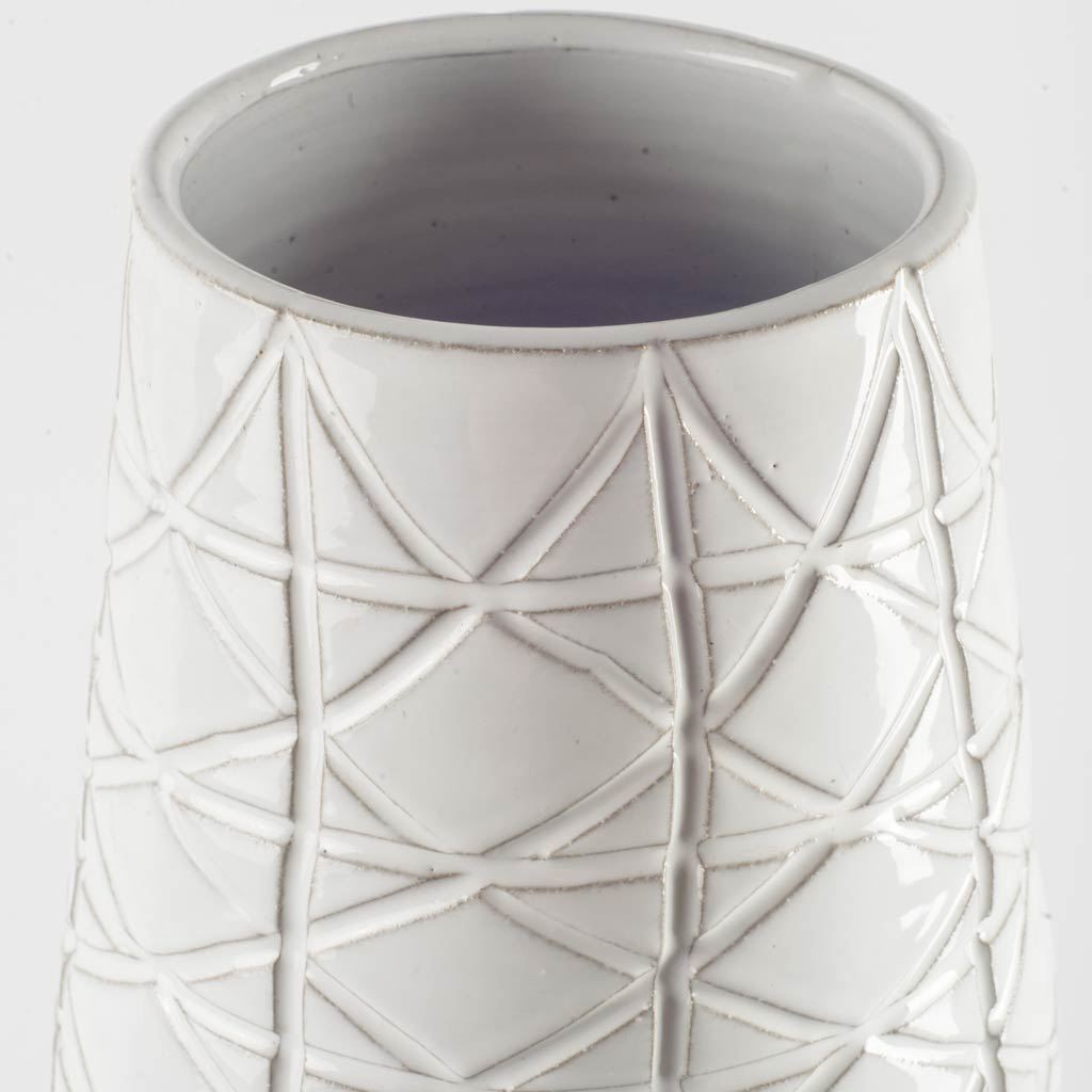 Harrier II Large Gray Ceramic Dark Base White Vase from Mercana - Luna Furniture