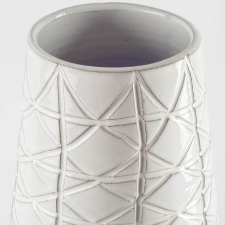 Harrier II Large Gray Ceramic Dark Base White Vase from Mercana - Luna Furniture