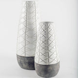Harrier II Large Gray Ceramic Dark Base White Vase from Mercana - Luna Furniture