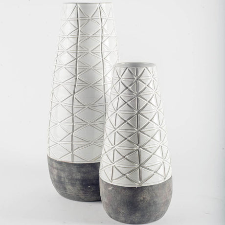 Harrier II Large Gray Ceramic Dark Base White Vase from Mercana - Luna Furniture