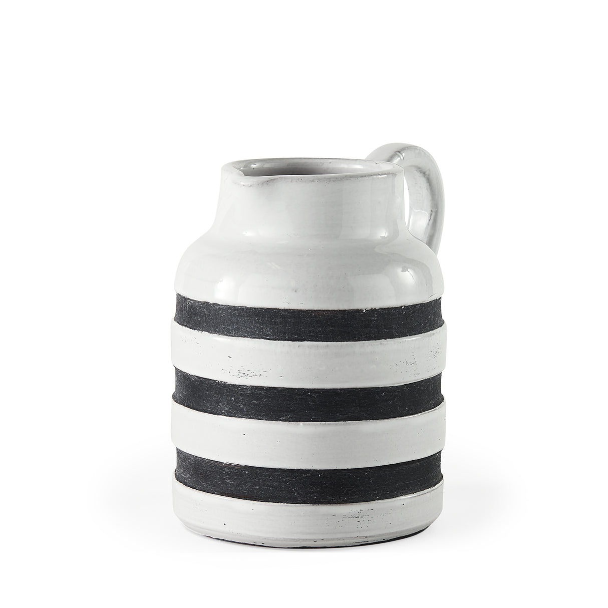 Harmon I Small White w/ Charcoal Stripes Ceramic Jug from Mercana - Luna Furniture