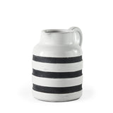 Harmon I Small White w/ Charcoal Stripes Ceramic Jug from Mercana - Luna Furniture