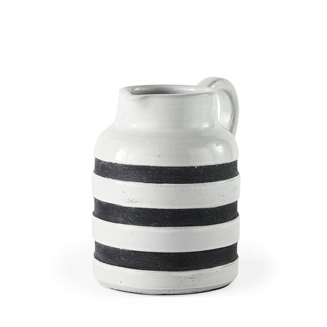 Harmon I Small White w/ Charcoal Stripes Ceramic Jug from Mercana - Luna Furniture