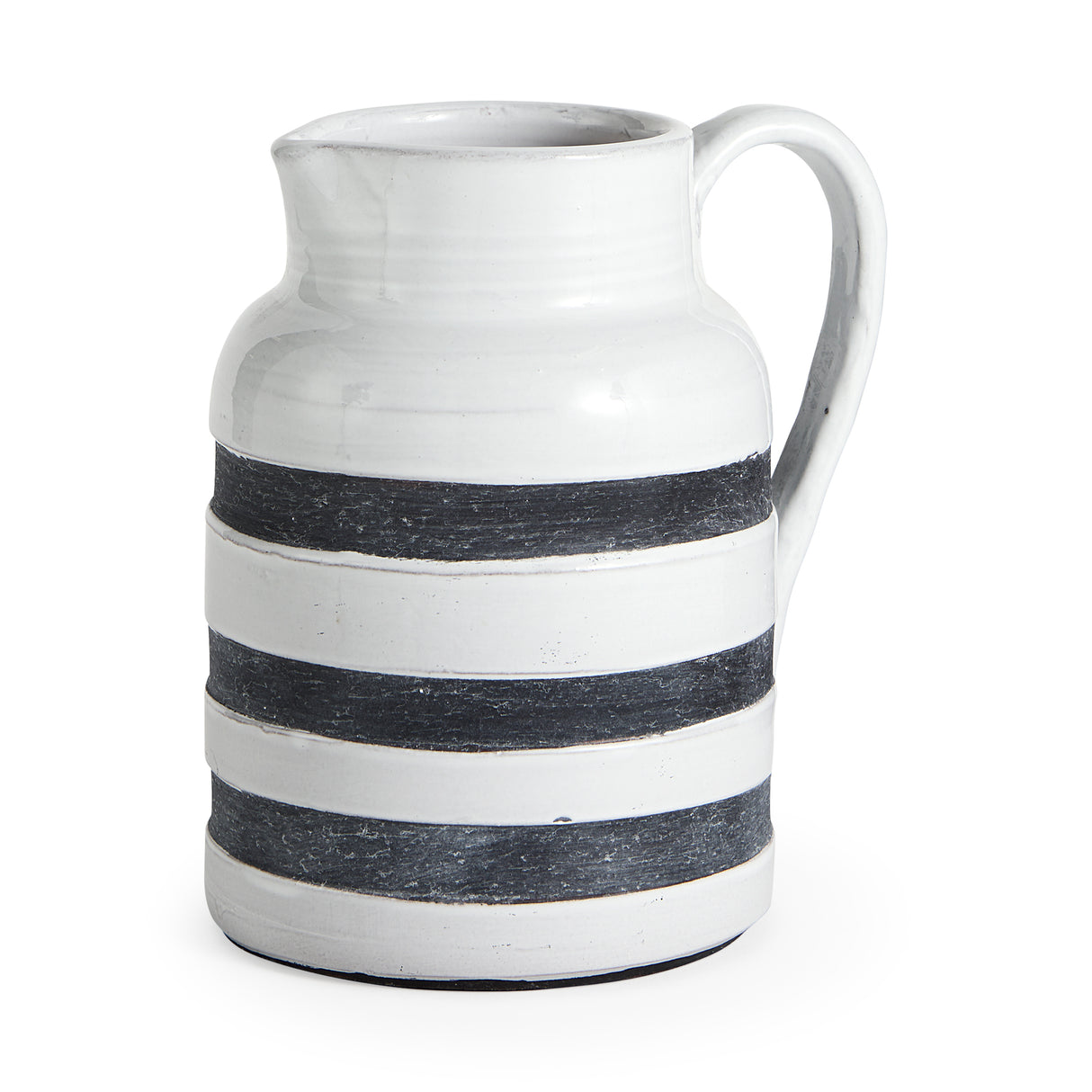 Harmon II Large White w/ Charcoal Stripes Ceramic Jug from Mercana - Luna Furniture