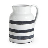 Harmon II Large White w/ Charcoal Stripes Ceramic Jug from Mercana - Luna Furniture
