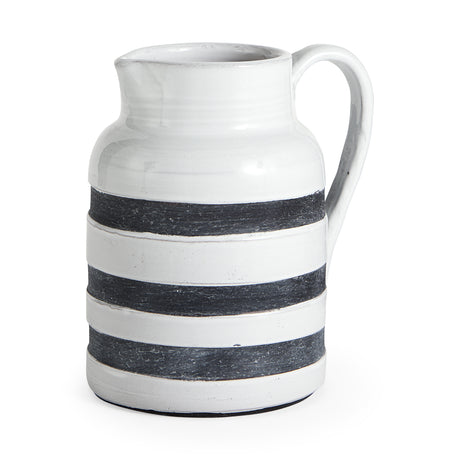 Harmon II Large White w/ Charcoal Stripes Ceramic Jug from Mercana - Luna Furniture