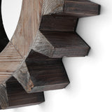 Cog Mirror 17" Round Brown Wood Frame Mirror from Mercana - Luna Furniture